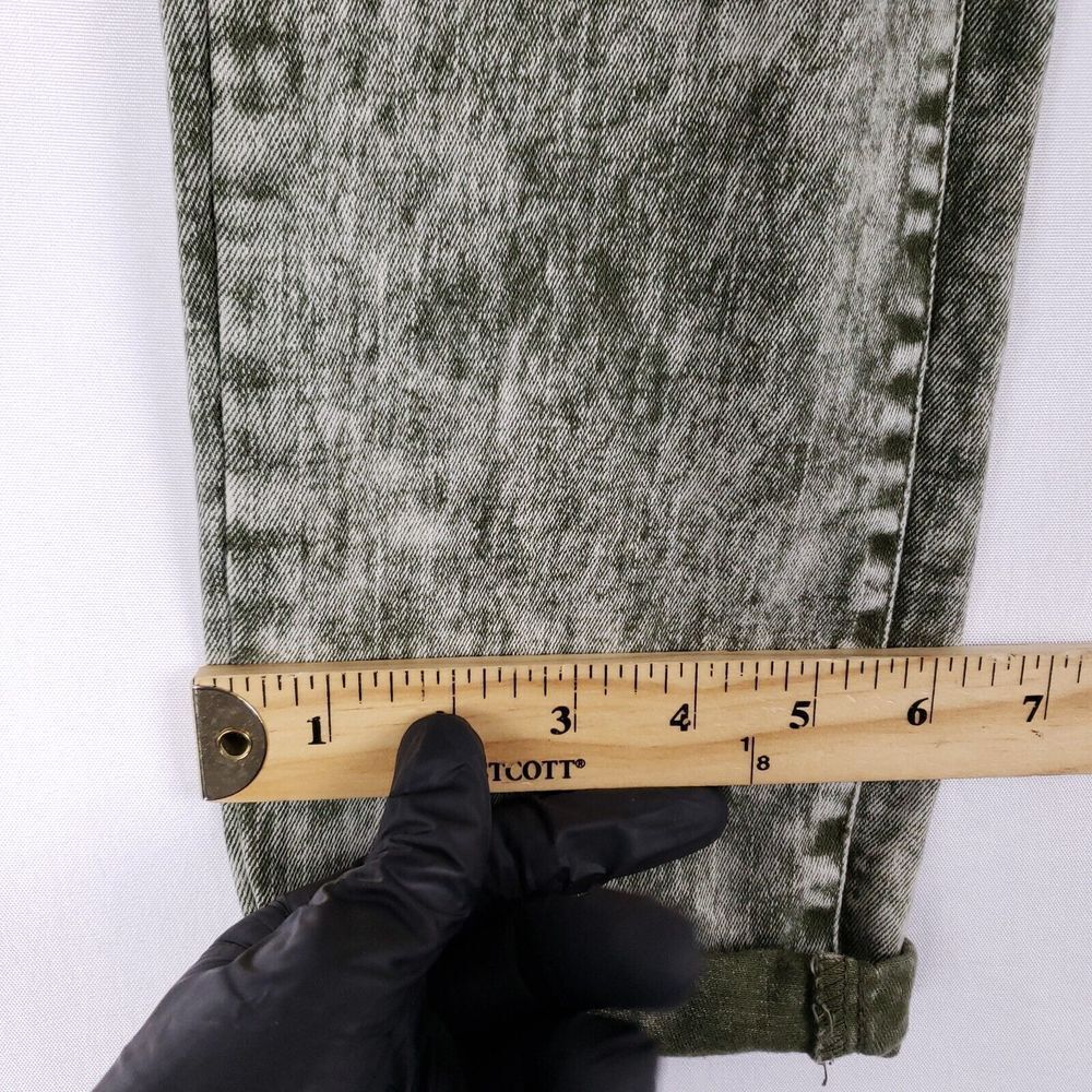 Almost‎ Famous Acid Wash Paperbag Waist Jeans Women M Green Tapered Grunge Y2K - Picture 6 of 10
